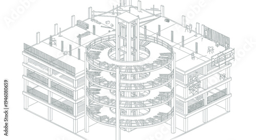 Vector illustration of a multi-level parking garage