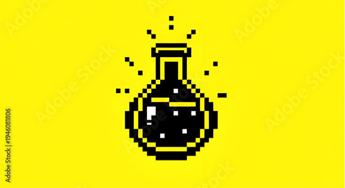 Magic potion bottle pixel art for video game assets and interface