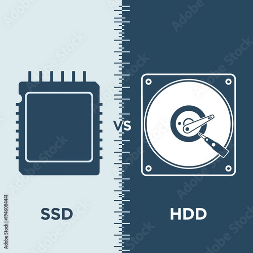 SSD vs HDD comparison infographic.