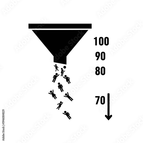 Business concept of filtering and selection process.