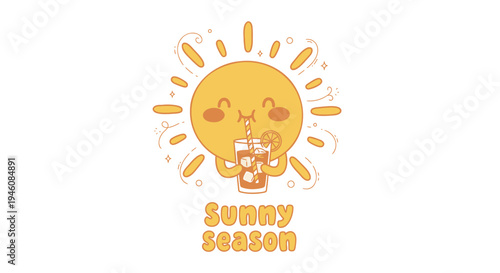 Vector sunny season icon with smiling sun