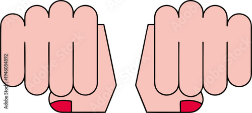 Two Clenched Fists Together Unity Strength Vector Illustration