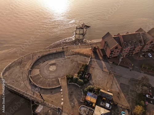 Bild auf Leinwand River Mersey Aerial View of Estuary Landscape and Urban Development