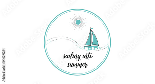 Summer sailing logo vector, sailing into summer badge