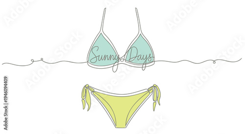 Vector illustration of a green bikini with yellow bottoms