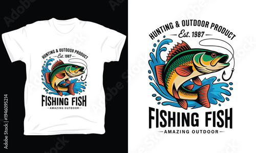 Fishing fish vector illustration, hunting and outdoor product, amazing outdoor concept