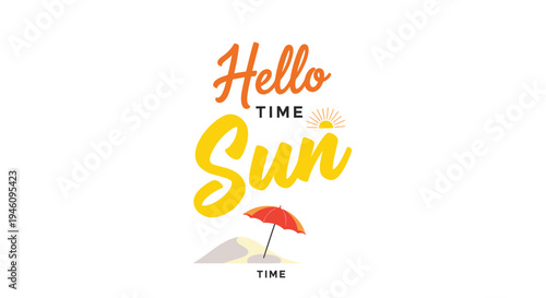 Summer greeting vector illustration with umbrella and sun