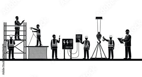 Set of 8 film crew members vector illustrations