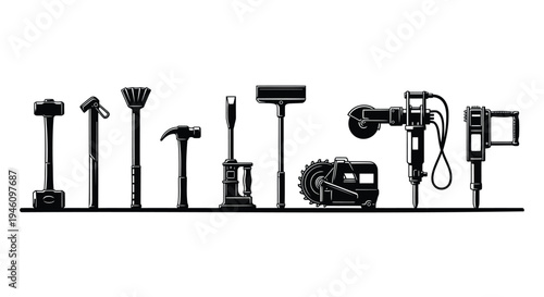 Set of 9 construction tools icons vector