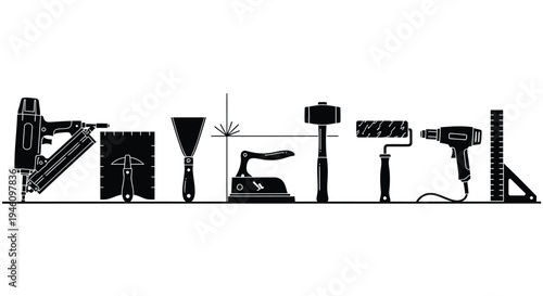 Set of 8 power tools icons vector