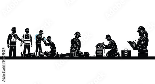 Set of 7 emergency medical responders vector icons