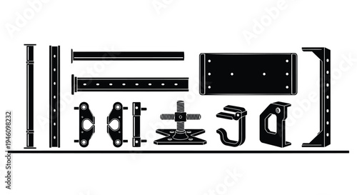 Set of 12 metal bracket parts vector