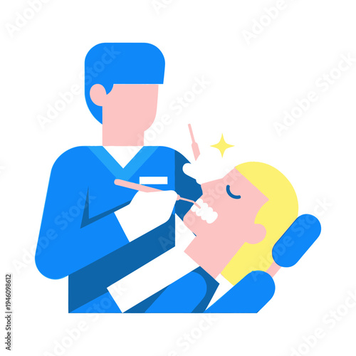Dentist Examining Patient's Teeth with Dental Tools, Healthcare Concept