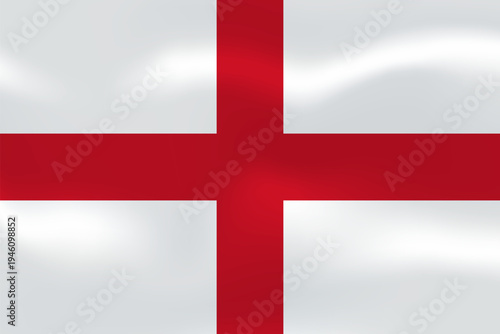 England flag with wavy silk effect. Vector flag symbolizing national pride, identity, heritage, patriotism and authority. UK constituent country, southern Great Britain.