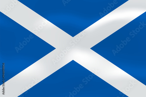 Scotland flag with wavy silk effect. Vector flag symbolizing national pride, identity, heritage, patriotism and authority. UK constituent country in northern Great Britain.