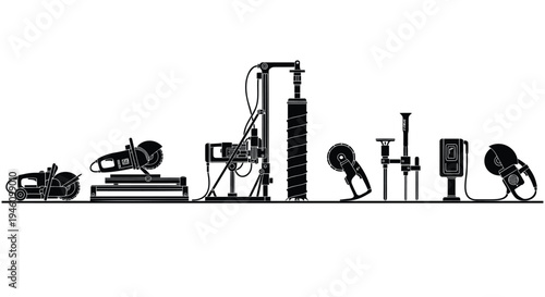 Set of 7 industrial vacuum cleaner icons vector