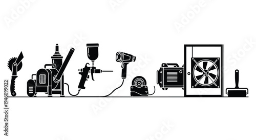 Set of 8 industrial spray painting tools vector