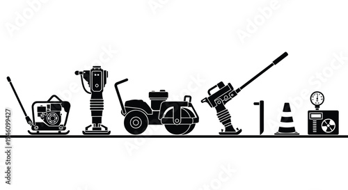 Set of 7 construction tools icons vector