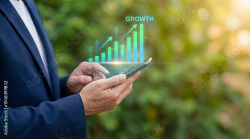 Financial Growth and Investment Success Icon on Mobile Phone