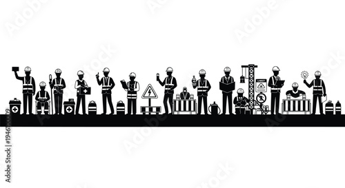 Set of 17 construction worker icons vector