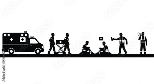 Set of 7 emergency response vector silhouettes