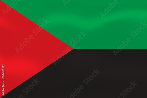 Martinique flag with wavy silk effect. Vector flag. French Overseas Territory, Lesser Antilles island.