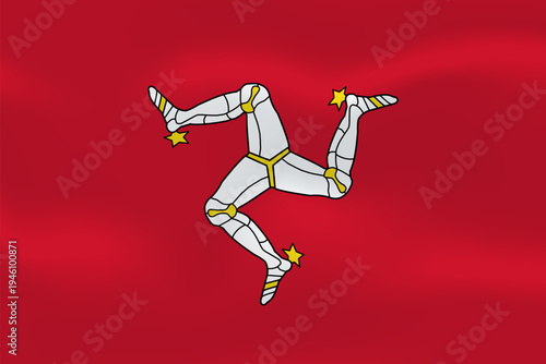 Isle of Man flag with wavy silk effect. Vector flag symbolizing national pride, identity, heritage, patriotism and authority