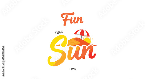 Vector summer logo with sun and umbrella