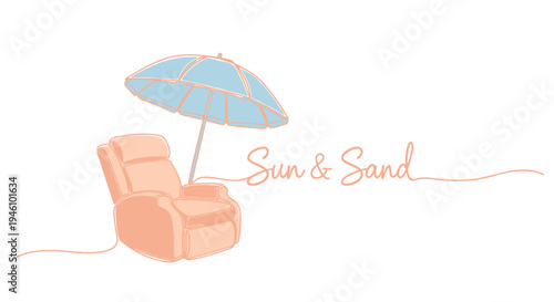 Vector illustration of beach chair and umbrella