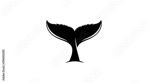 Minimalist whale tail silhouette on white background highlighting marine beauty