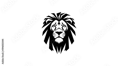 Majestic lion head silhouette design on white background