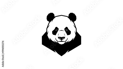 Geometric panda design in black and white silhouette