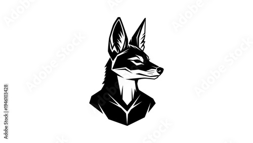 Stylish black and white fox design with sharp silhouette and bold lines