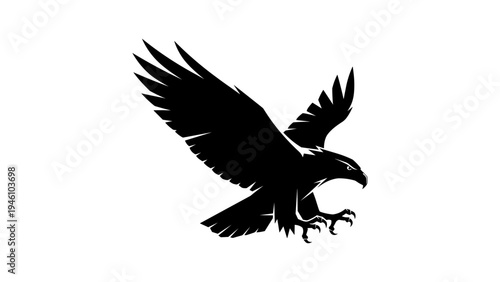 Majestic eagle in flight silhouette with outstretched wings