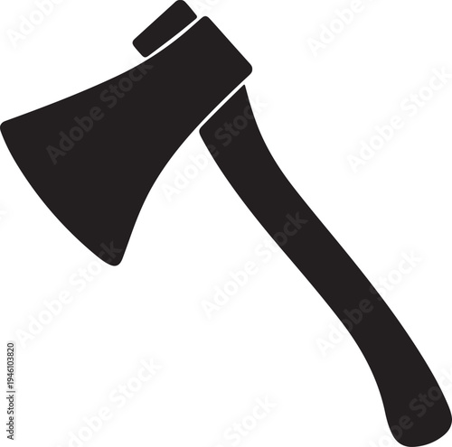 Axe silhouette icon isolated on white background for woodworking and camping