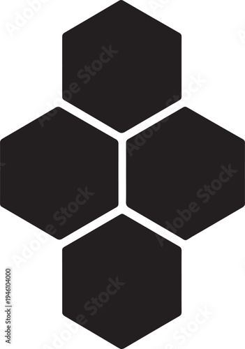 Hexagon honeycomb silhouette icon, geometric bee hive pattern element for nature and science