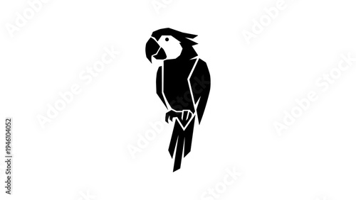 Minimalistic parrot silhouette: simple black and white design for modern decor