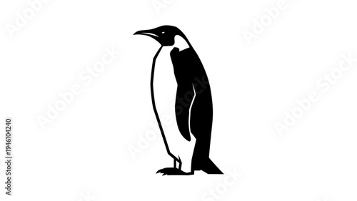 Silhouette art of standing emperor penguin