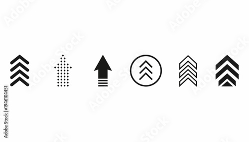 Versatile collection of upward arrow icons for UI navigation, scroll up actions, progress indicators, and data upload in web and app design