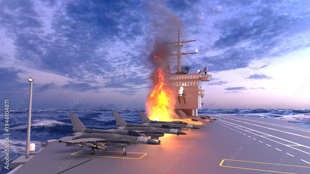 Fototapeta premium 航空母艦 3DCGレンダリング