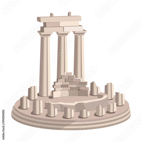 Oracle of Delphi. Archaeological site. Ancient Greek monument of world heritage. Vector illustration on a white background.