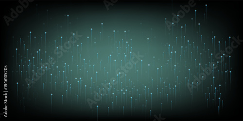 Abstract background with waves for banner. Medium banner size. Vector background with lines. Element for design isolated on black. Black, green and blue. Ocean, night, card