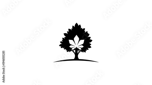 Nature inspired cannabis logo with tree and leaf silhouette design