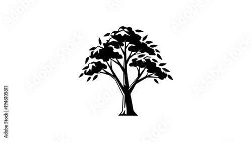 Nature's elegant silhouette: classic black tree design on white