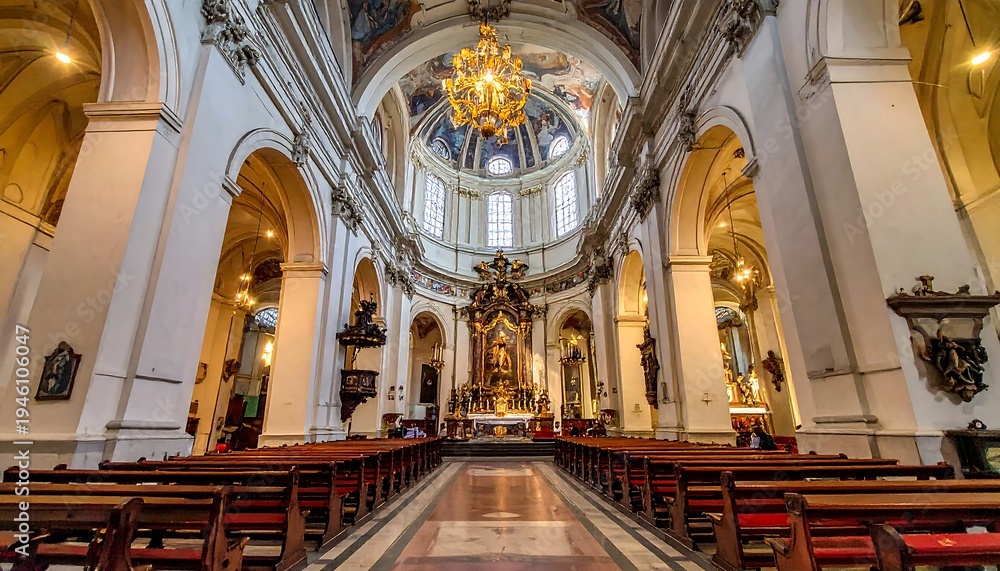Obraz premium Stunning interior view of a grand cathedral with ornate details.