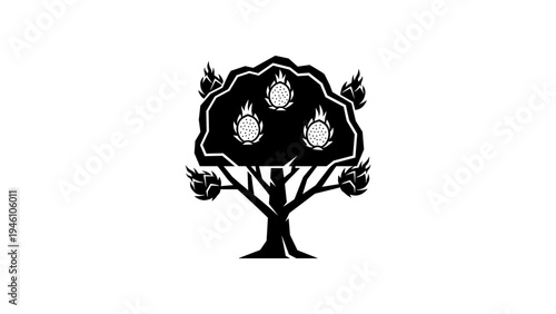 Flaming pomegranate tree silhouette