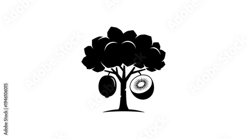 Silhouette kiwi tree with fruit design for nature and agriculture themes
