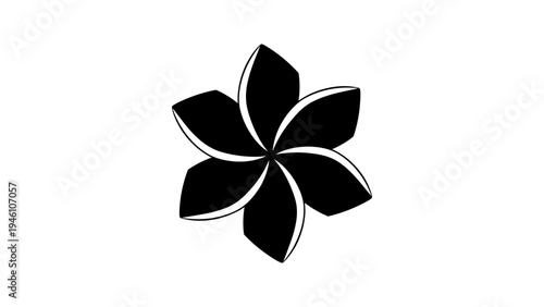 Monochrome floral silhouette design with geometric petals