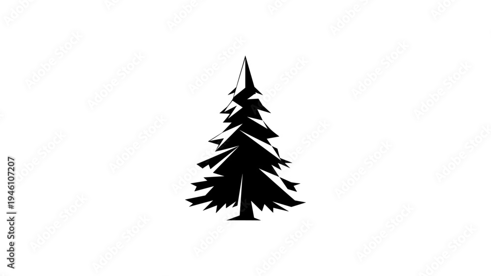 Obraz premium Minimalist black and white pine tree silhouette design