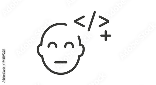 Programmer Mind Icon, Coding Concept, Abstract Digital Idea, Technology and Development